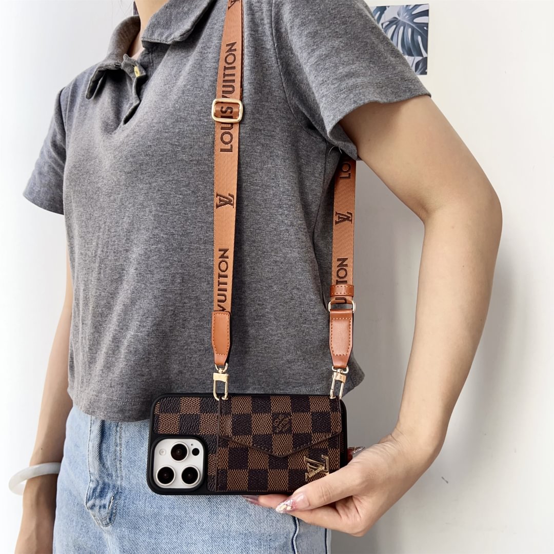 Louis Vuitton-inspired crossbody strap with wallet card holder