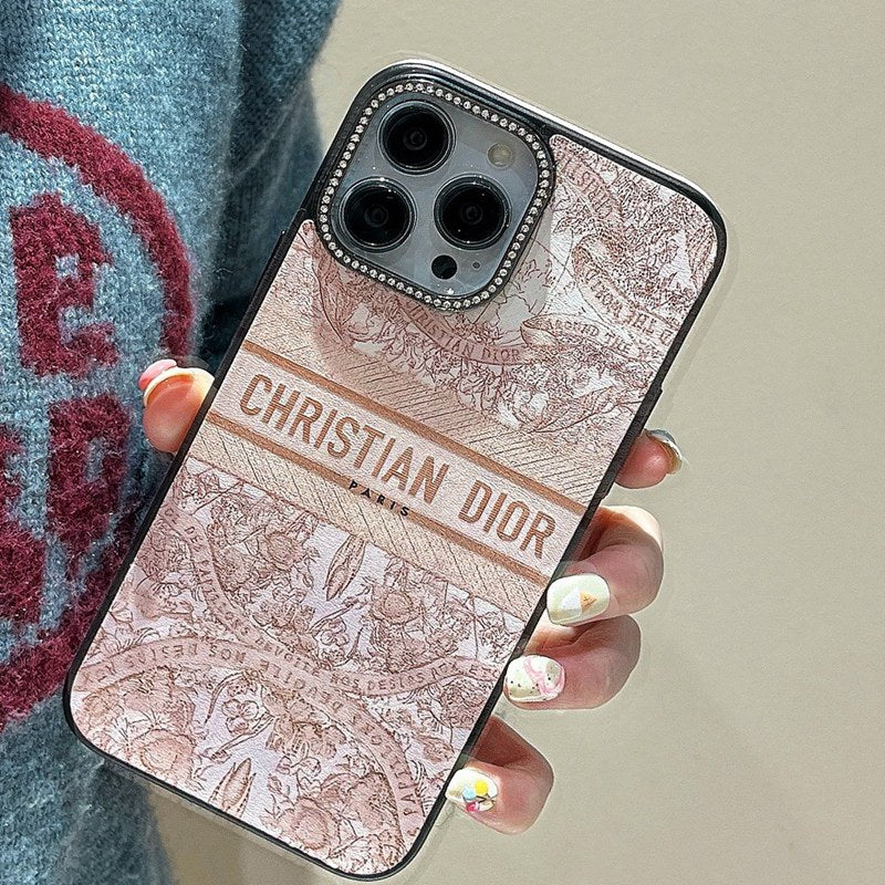 Dior-inspired pastel scenic print phone case