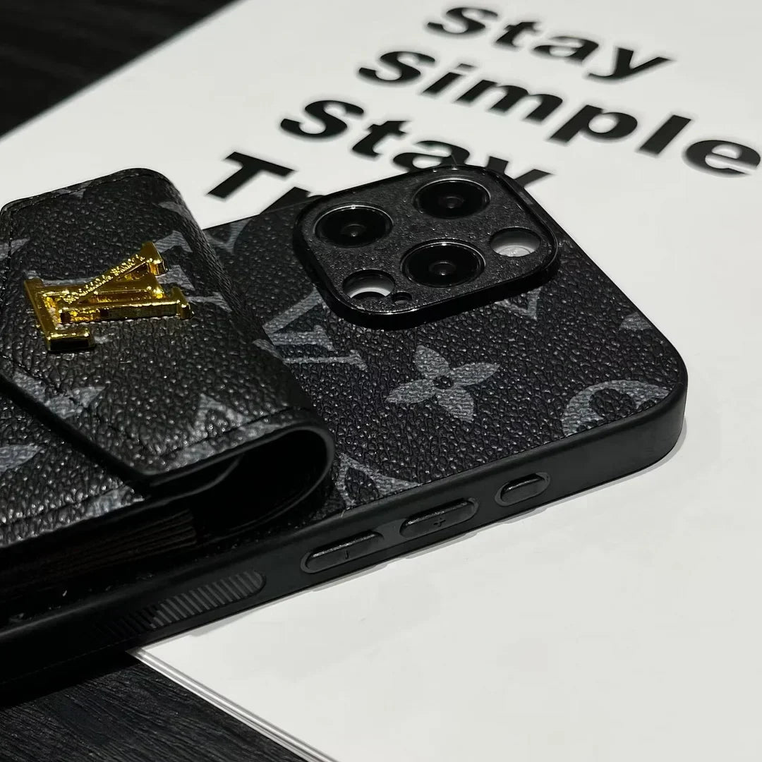 Louis Vuitton-inspired card holder canvas leather iPhone case