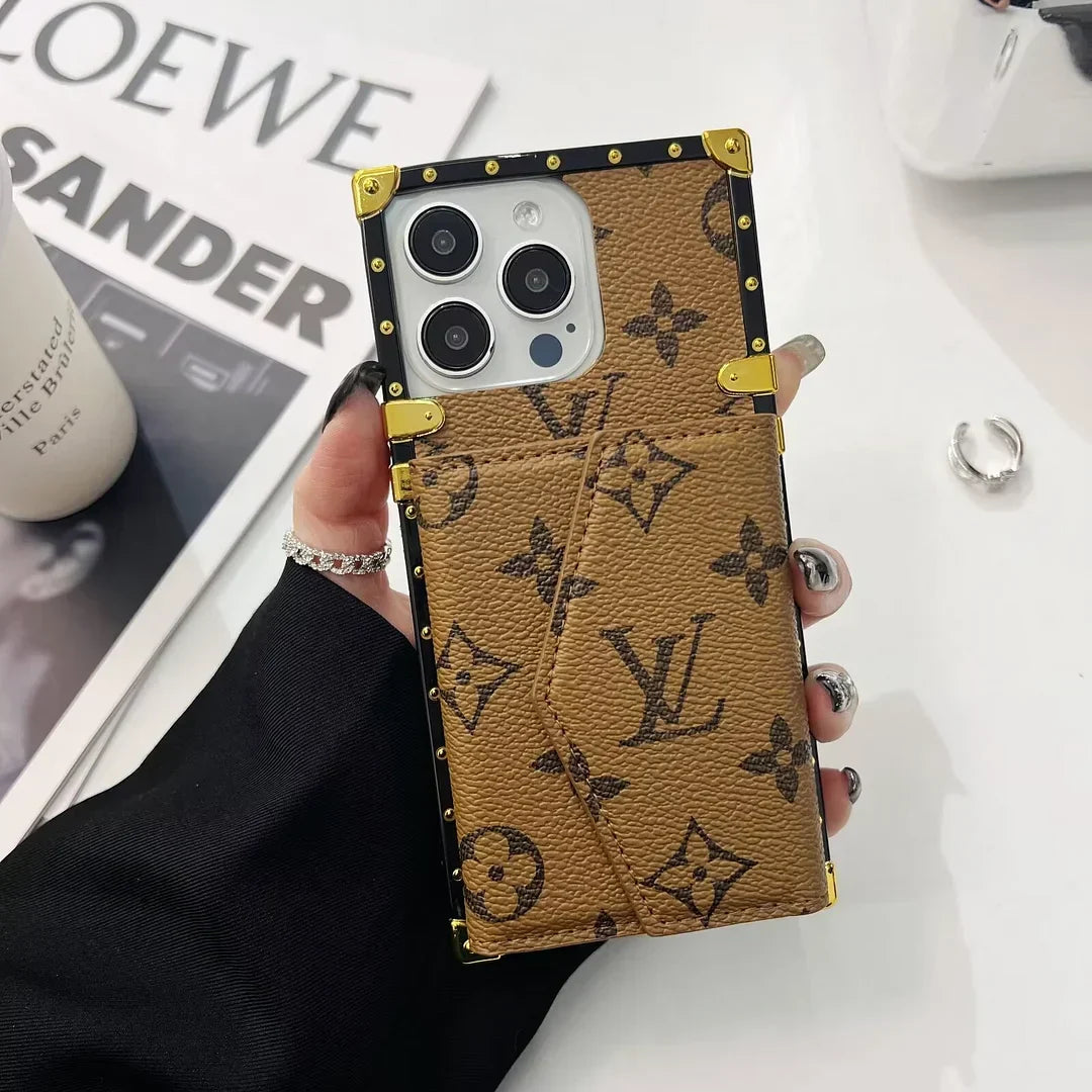 Louis Vuitton-inspired monogram iPhone case with card pocket