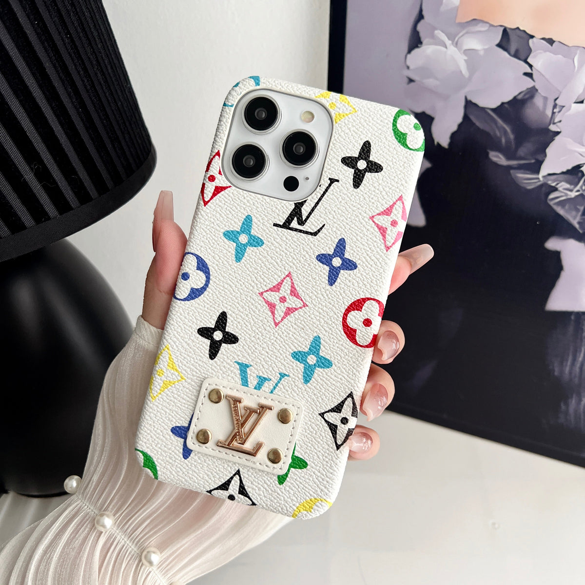Louis Vuitton-inspired monogram leather case for iPhone