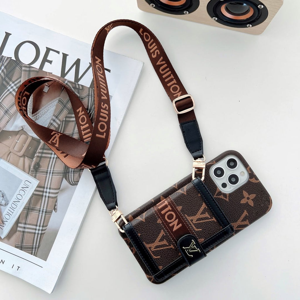 Embroidered wallet card holder phone case