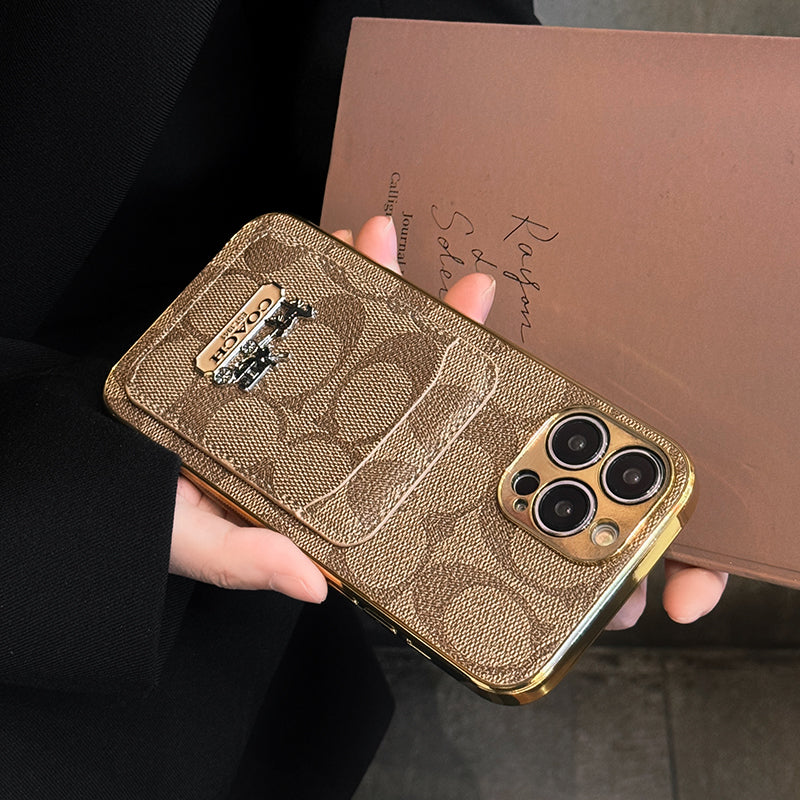 Coach-inspired card holder leather iPhone case