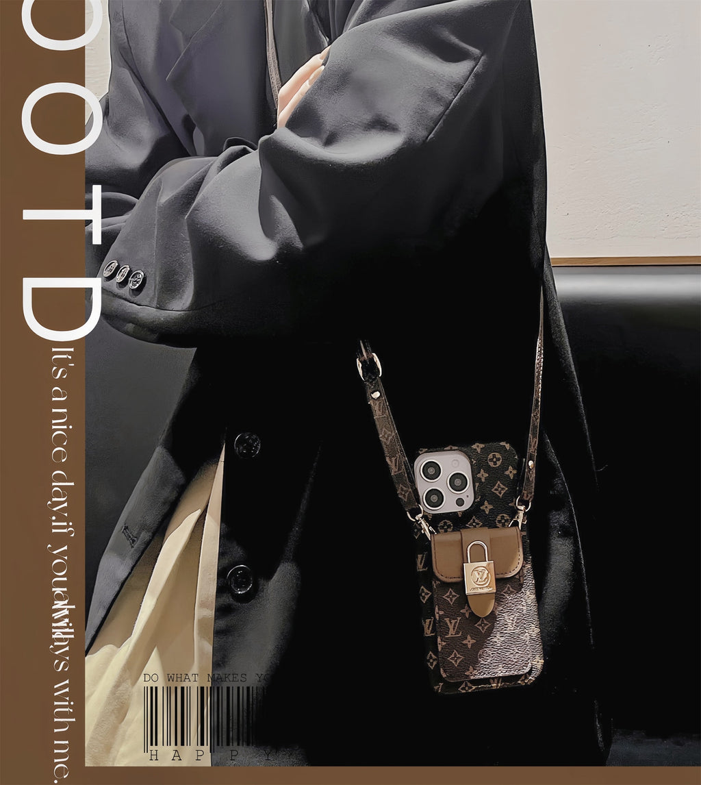 Louis Vuitton-inspired monogram canvas crossbody case for iPhone