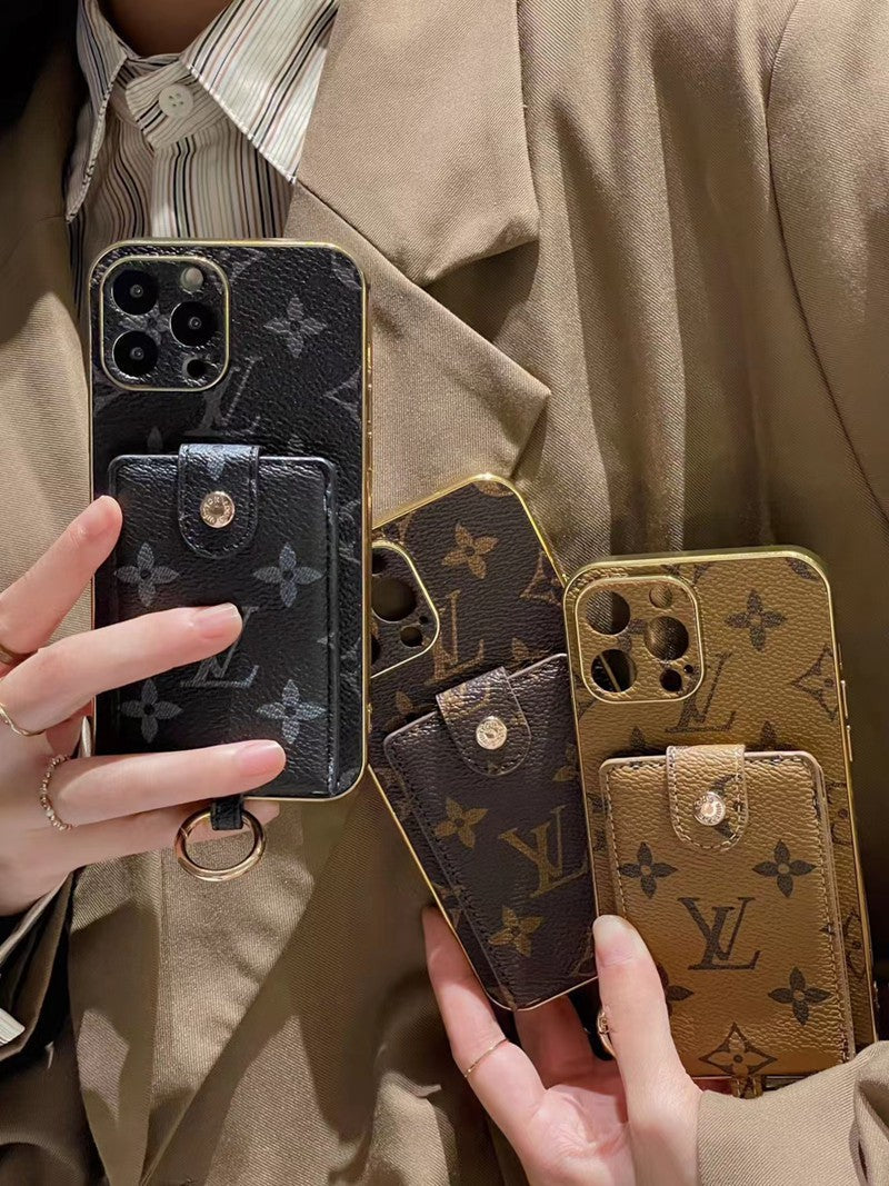 Louis Vuitton-inspired monogram iPhone 17 Pro Max case with card pocket