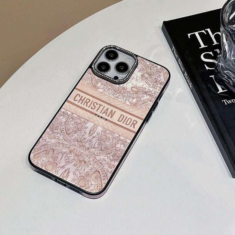 Dior-inspired pastel scenic print phone case