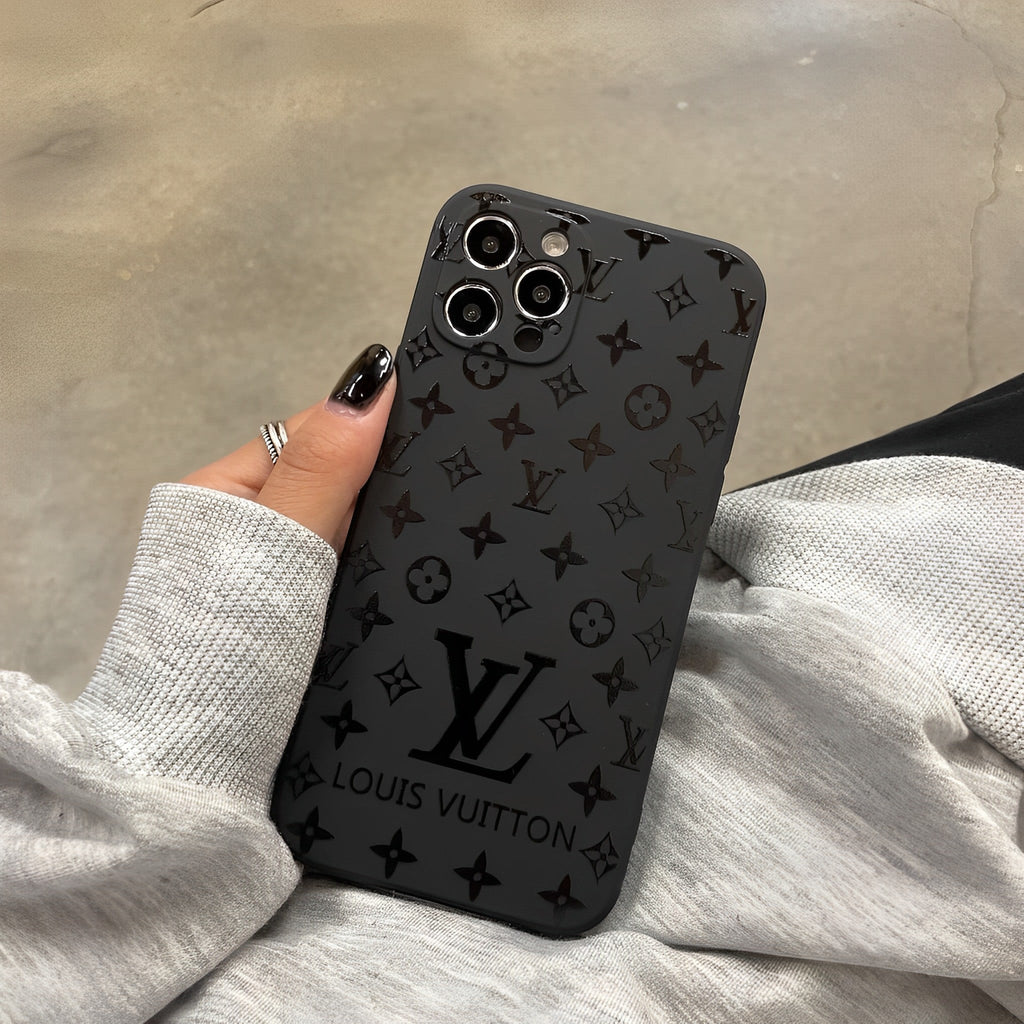 Louis Vuitton-inspired black iPhone case 16 15 14