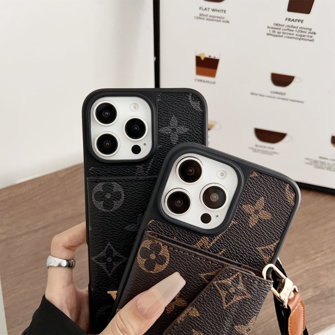 Louis Vuitton-inspired crossbody strap with wallet card holder