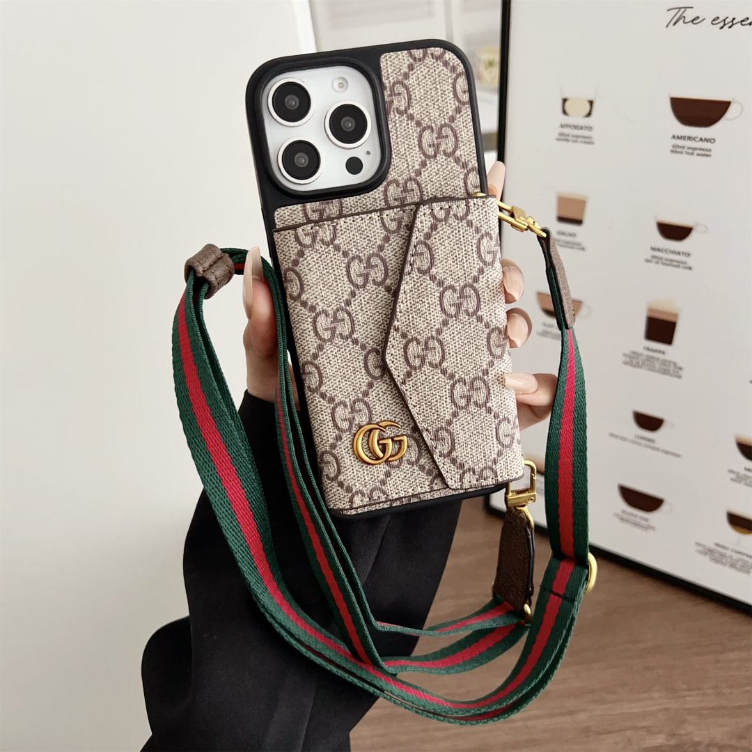 Louis Vuitton-inspired crossbody strap with wallet card holder