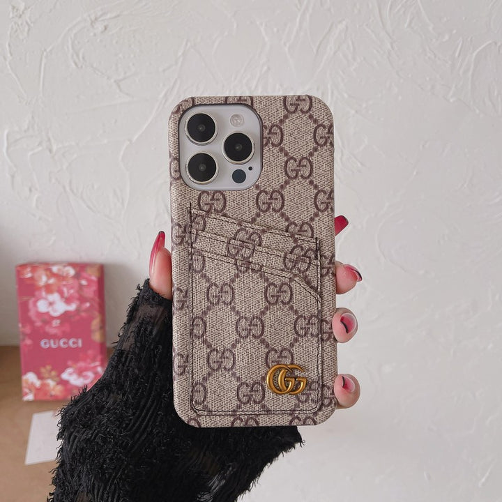 Gucci-inspired monogram iPhone case with back card pocket