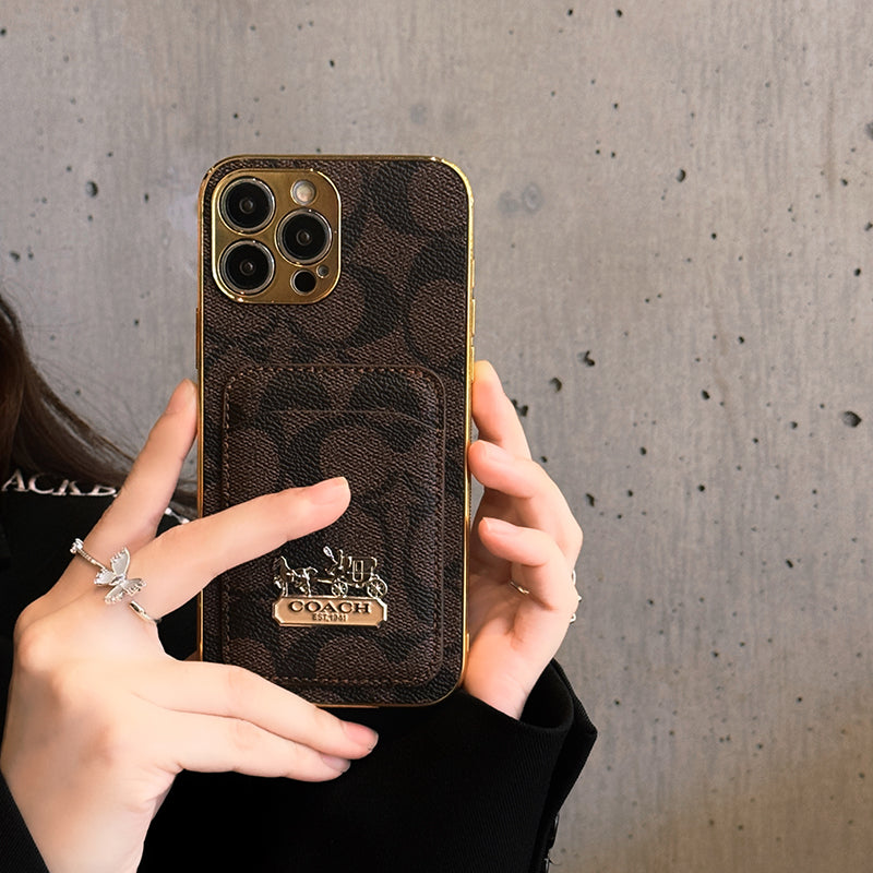 Coach-inspired card holder leather iPhone case