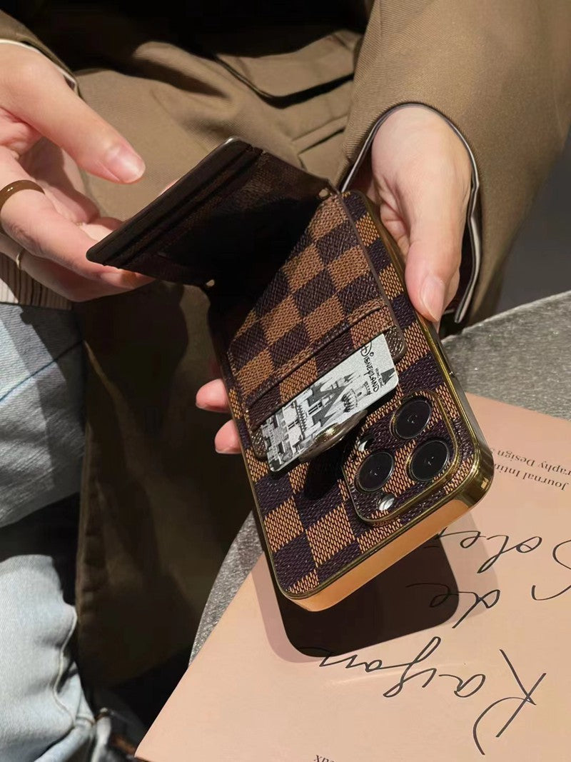Louis Vuitton-inspired monogram iPhone 17 Pro Max case with card pocket