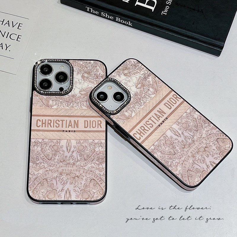 Dior-inspired pastel scenic print phone case