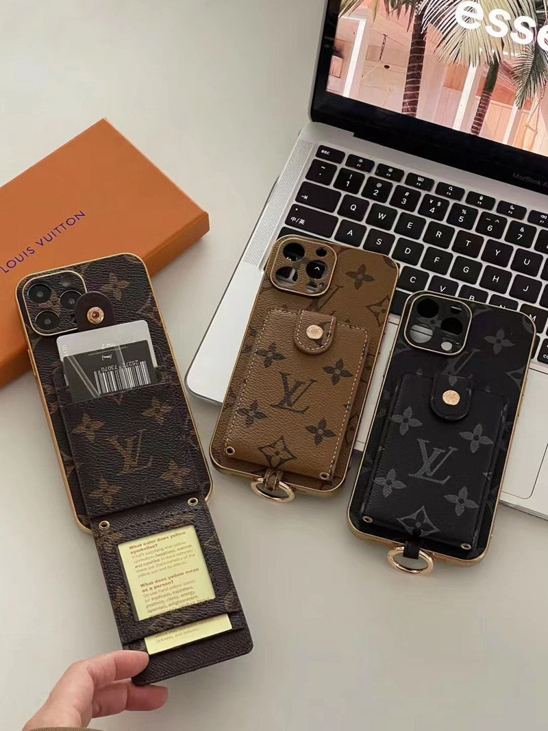 Louis Vuitton-inspired monogram iPhone 17 Pro Max case with card pocket