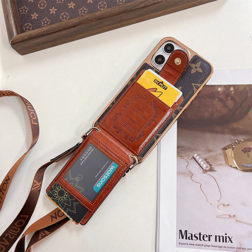 Louis Vuitton-inspired card holder crossbody iPhone case