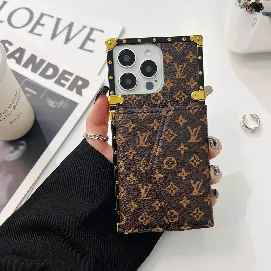 Louis Vuitton-inspired monogram iPhone case with card pocket