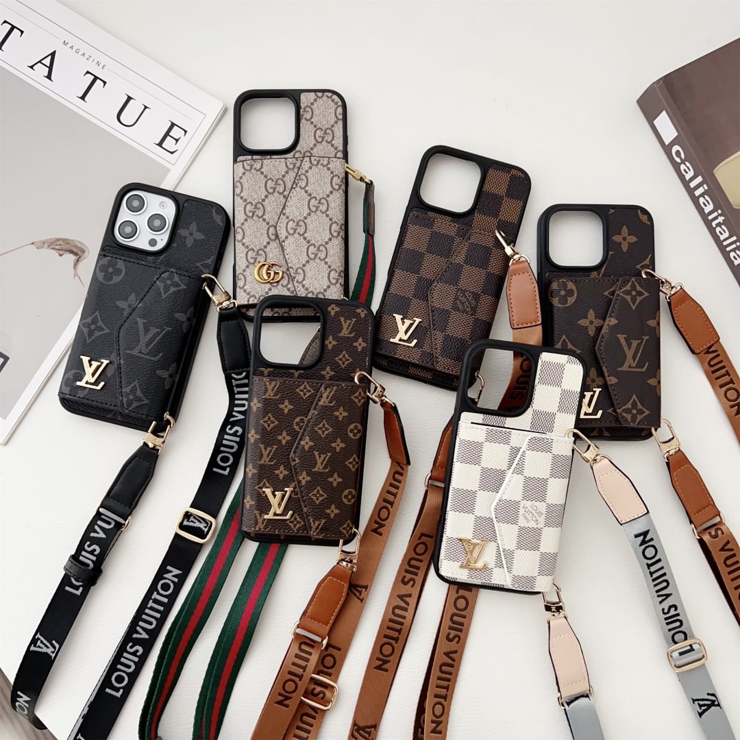 Louis Vuitton-inspired crossbody strap with wallet card holder