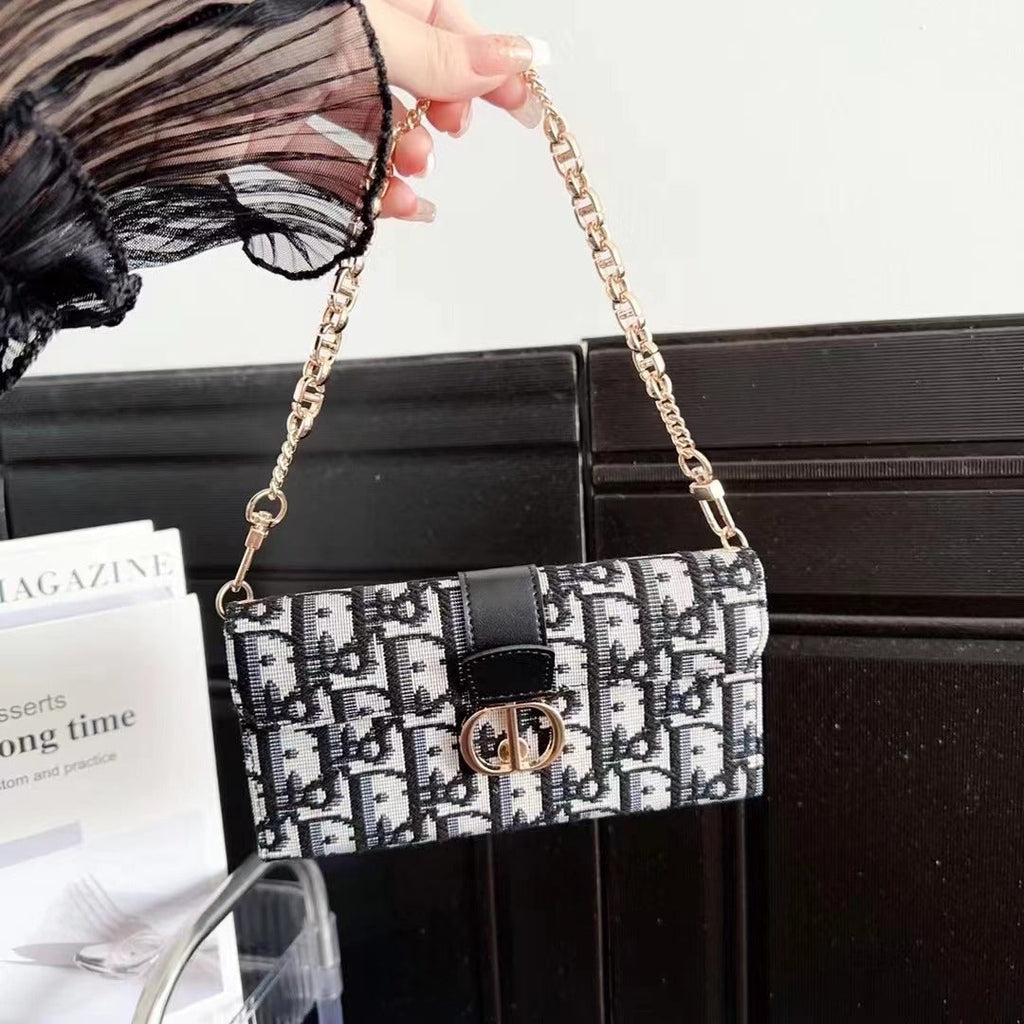 Dior-inspired mini phone bag with chain handle