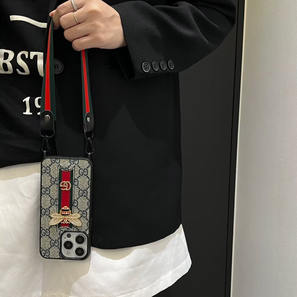Gucci-inspired iPhone case with hand strap