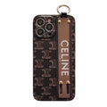 Celine-inspired iPhone case with hand strap, brown