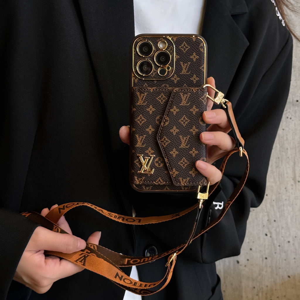 Monogram canvas leather card holder iPhone case
