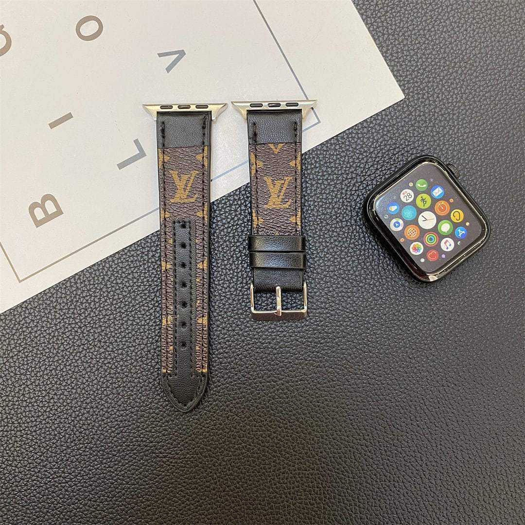 Apple Watch genuine leather strap stitching monogram leather