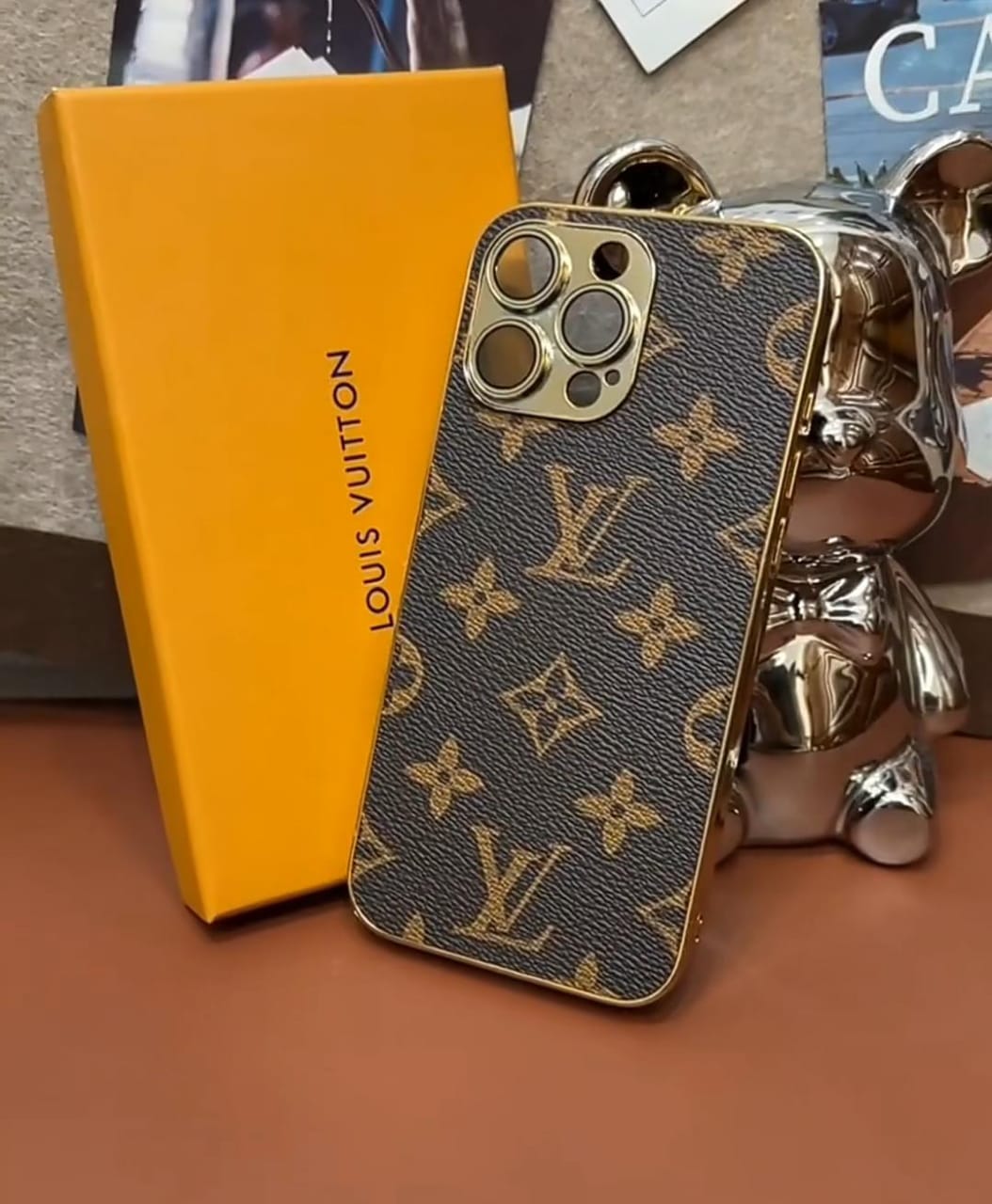 Louis Vuitton-inspired monogram leather cover for iPhone