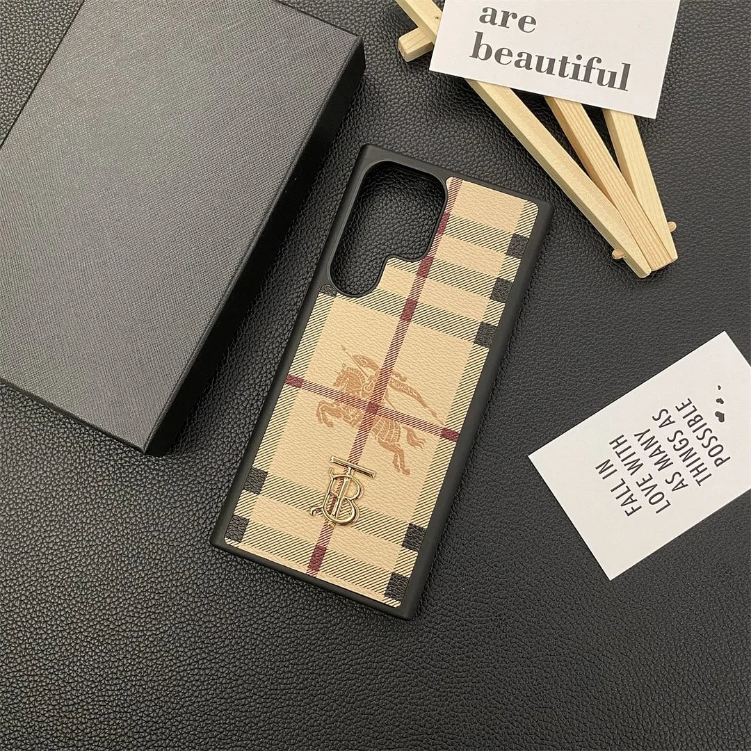 Gucci-inspired check and monogram cases for iPhone 13 and Samsung