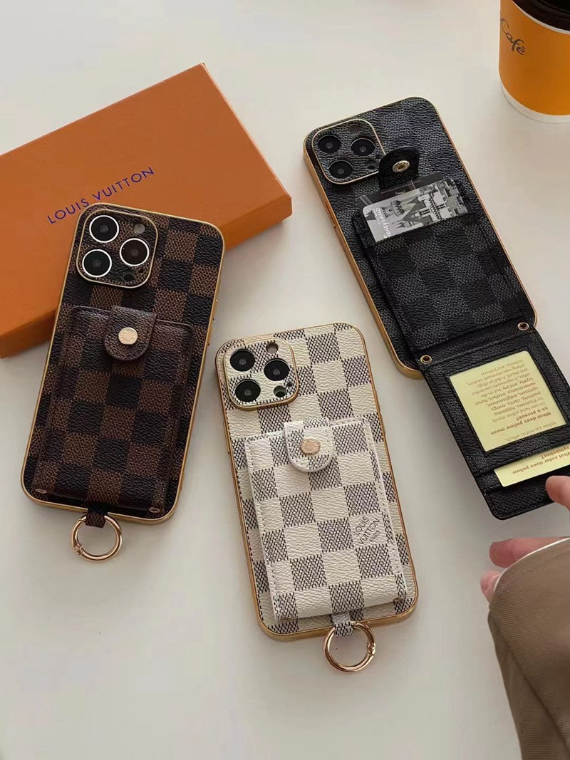 Louis Vuitton-inspired monogram iPhone 17 Pro Max case with card pocket