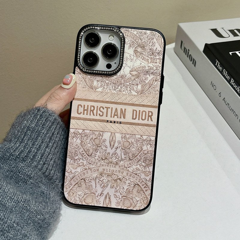 Dior-inspired pastel scenic print phone case