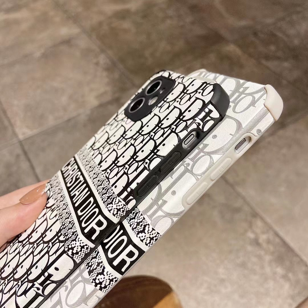 Dior-inspired repeating pattern iPhone 15 Plus case