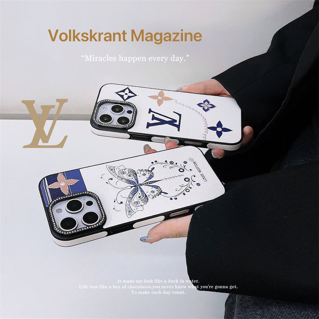 Louis Vuitton-inspired butterfly pattern iPhone case
