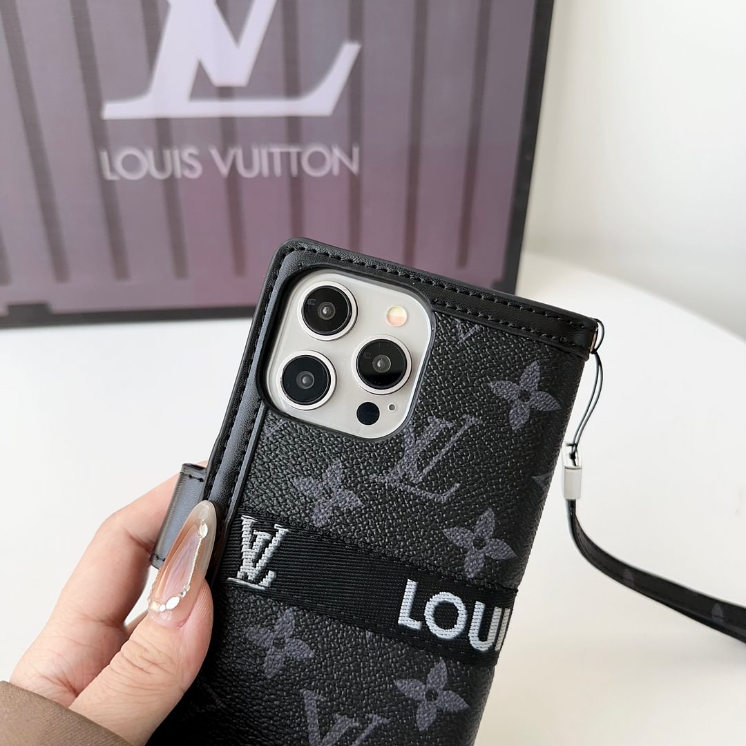 Louis Vuitton-inspired leather monogram wallet card holder iPhone case
