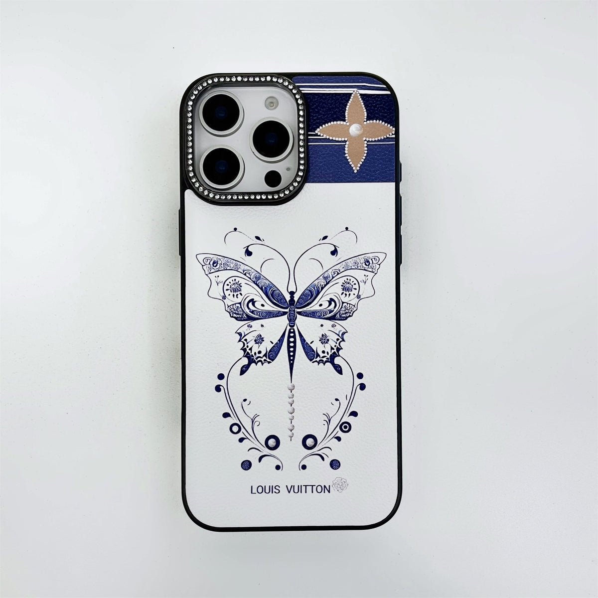 Louis Vuitton-inspired butterfly pattern iPhone case