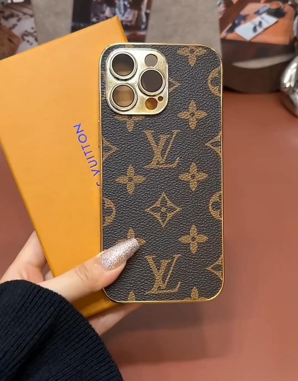 Louis Vuitton-inspired monogram leather cover for iPhone