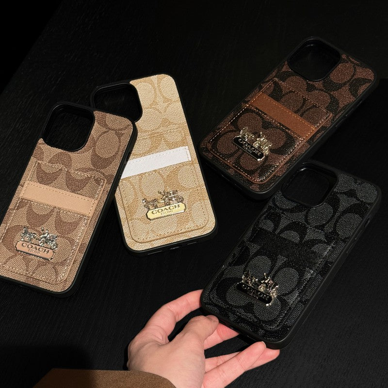 Coach-inspired card bag leather iPhone case