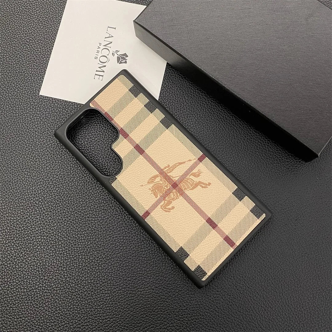 Gucci-inspired check and monogram cases for iPhone 13 and Samsung