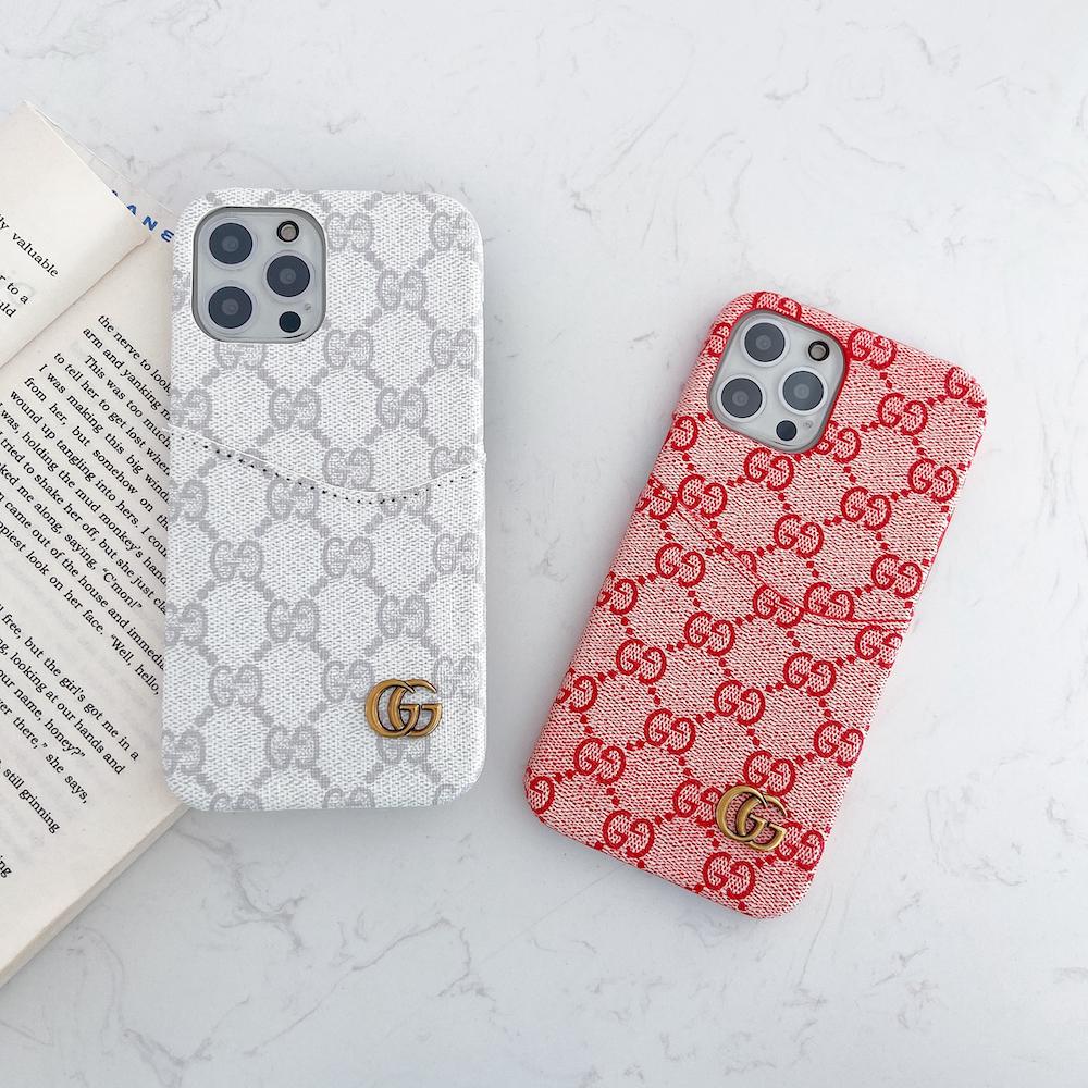 Gucci-inspired fine monogram phone case with card holder