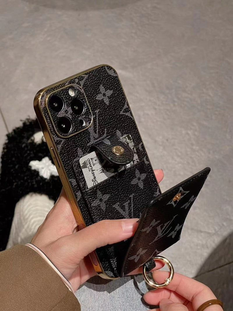 Louis Vuitton-inspired monogram iPhone 17 Pro Max case with card pocket