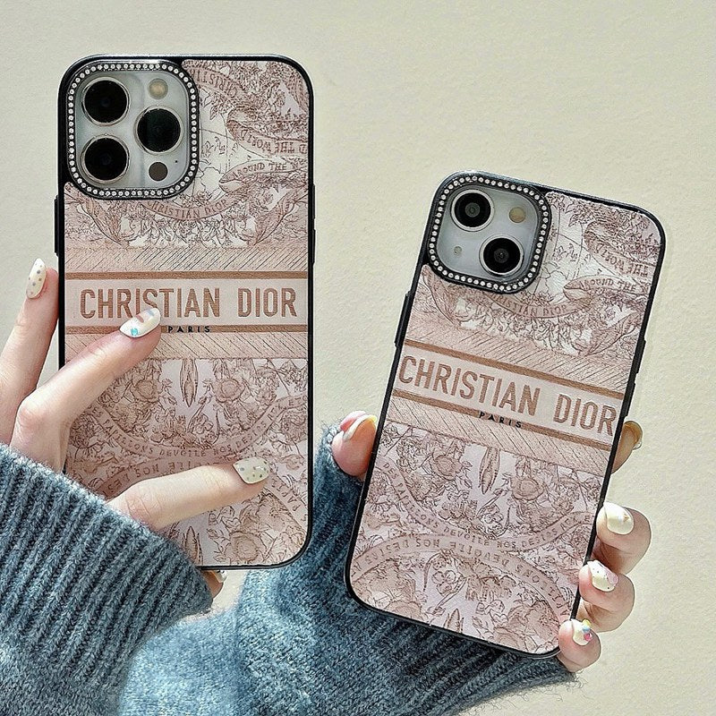Dior-inspired pastel scenic print phone case