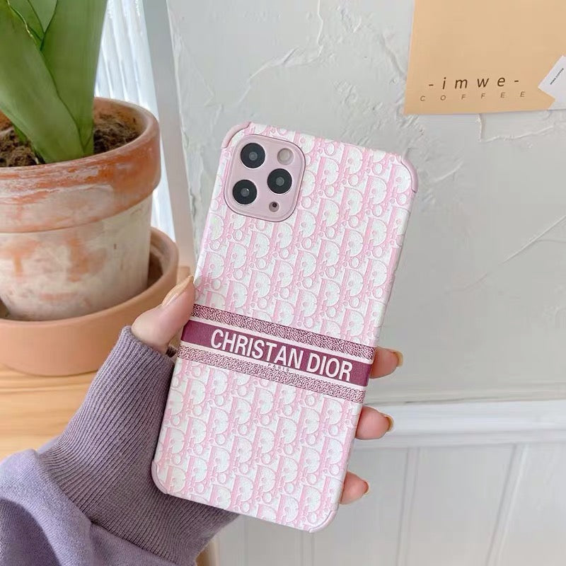 Dior-inspired raised pattern phone case for iPhone