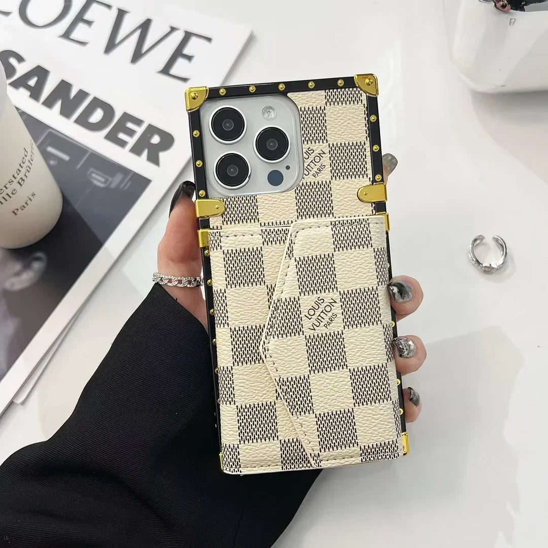 Louis Vuitton-inspired monogram iPhone case with card pocket