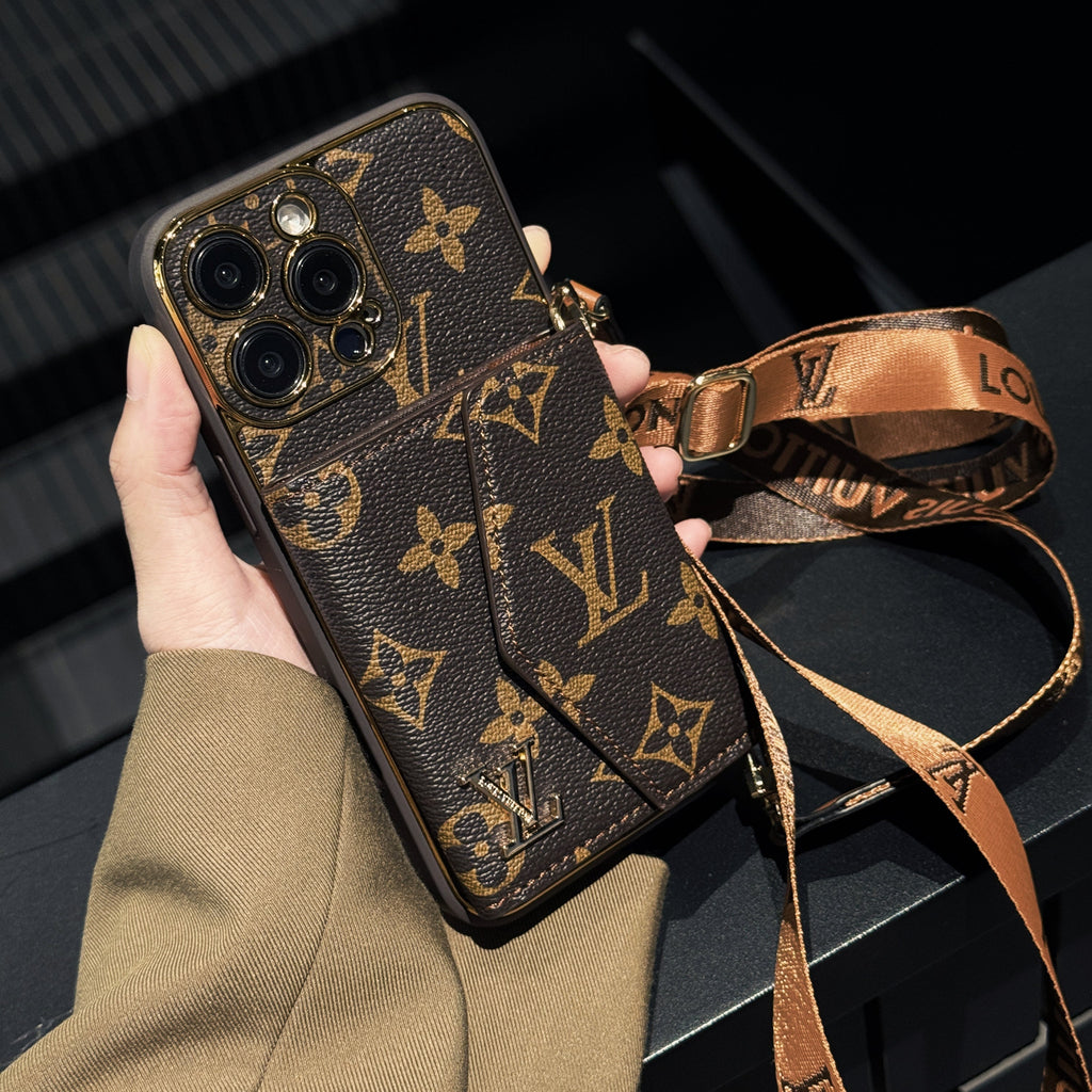 Monogram canvas leather card holder iPhone case