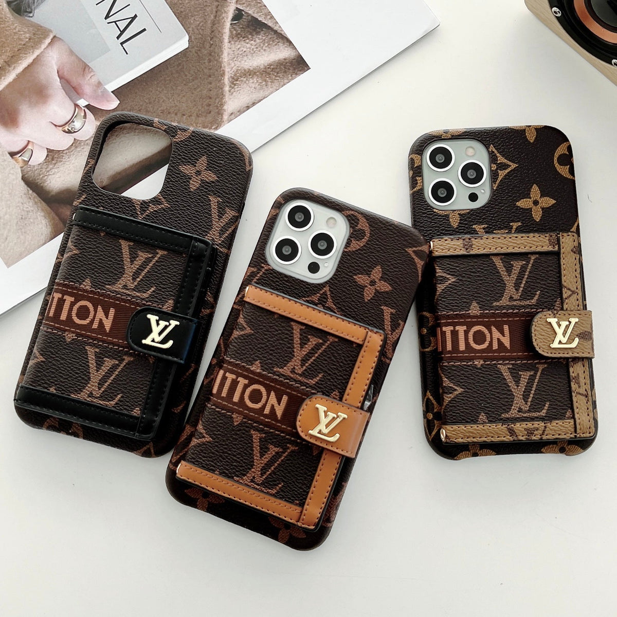 Louis Vuitton-inspired wallet card holder phone case