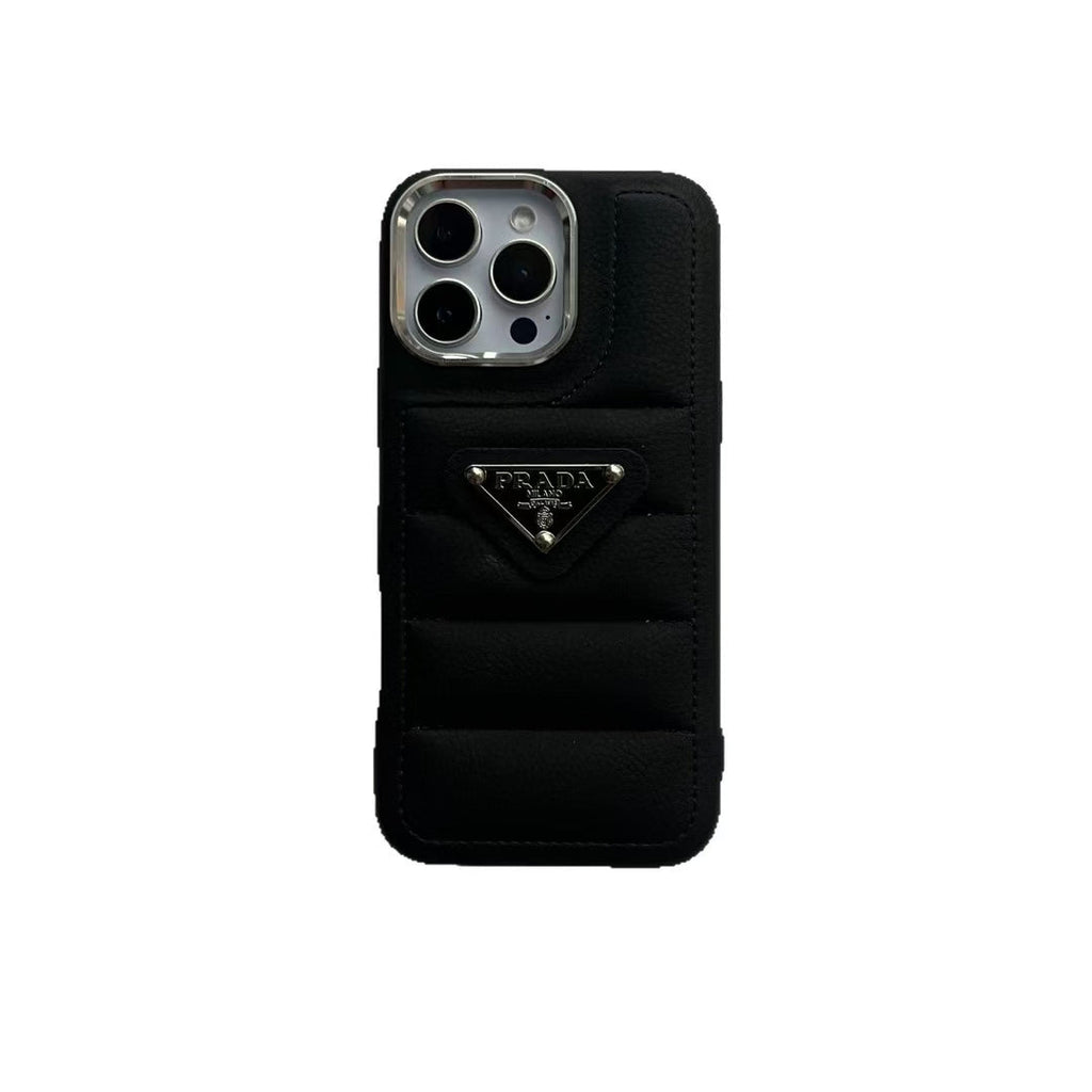 Prada-inspired quilted puffer iPhone case, black