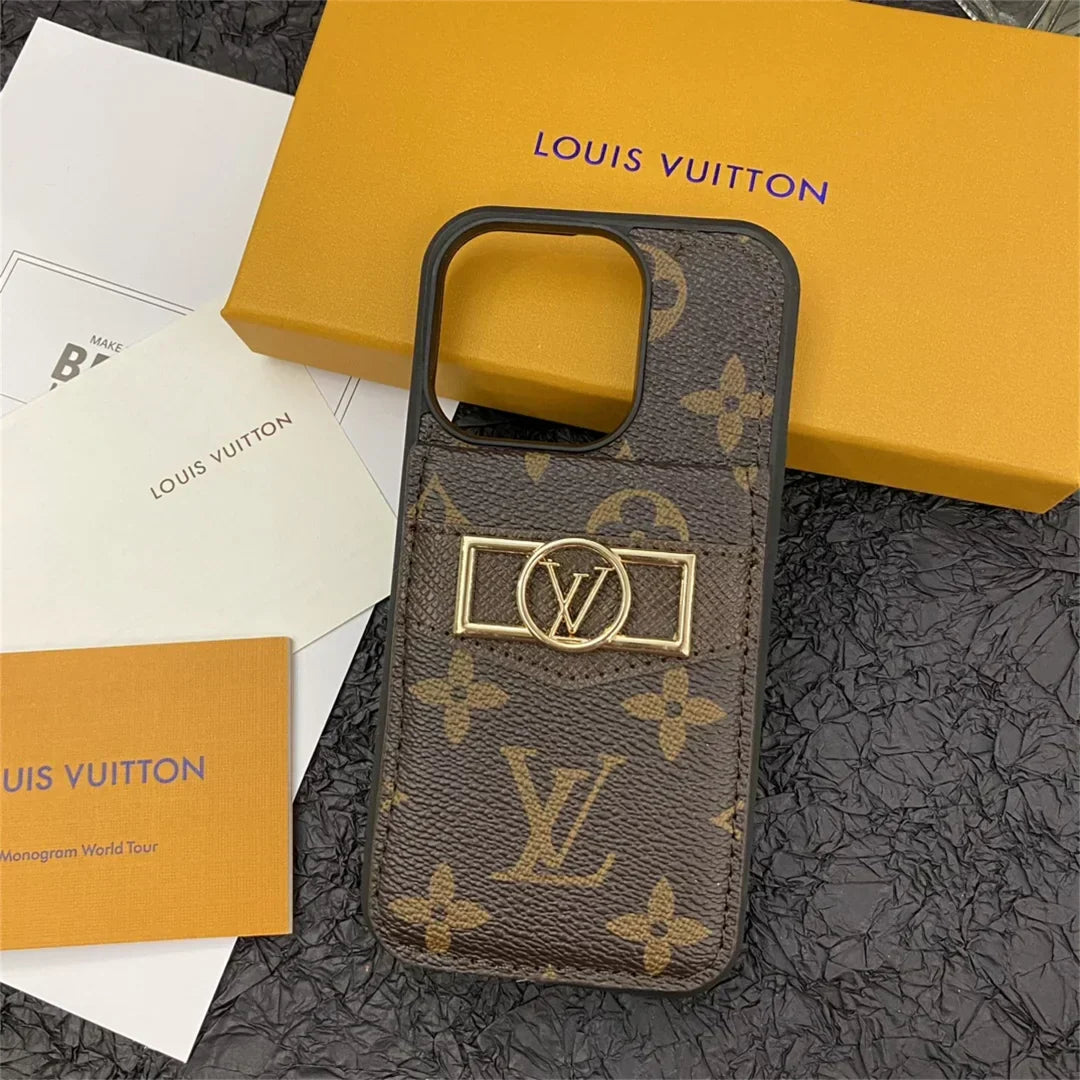 Louis Vuitton-inspired monogram phone case with card pocket