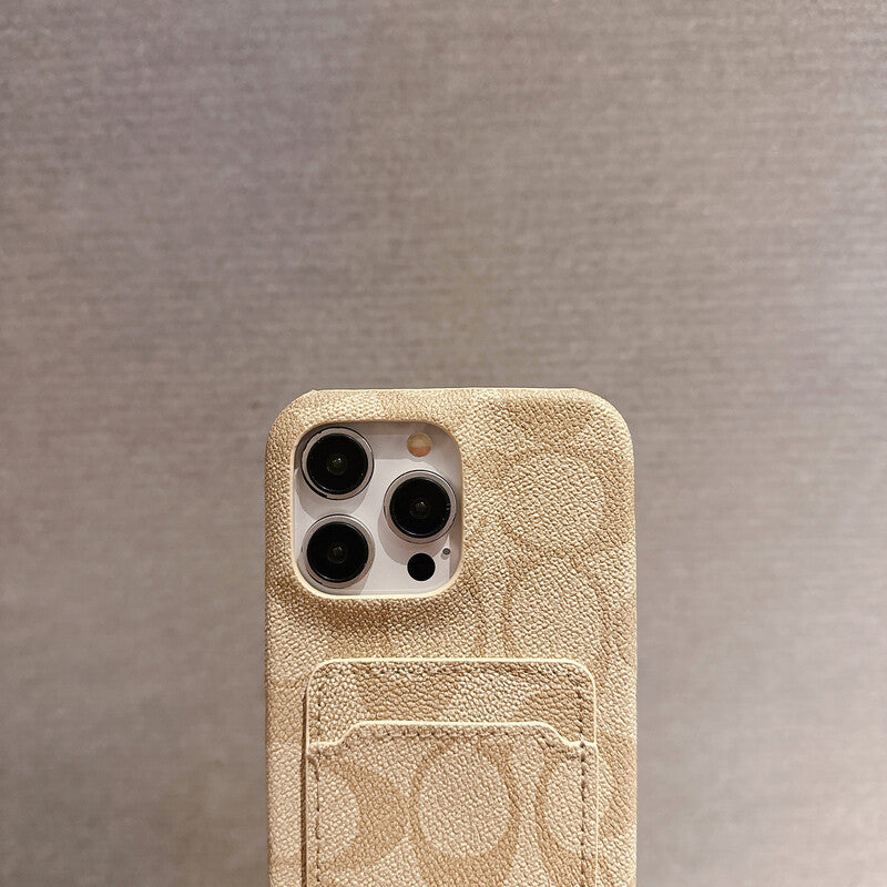 Coach-inspired white classic iPhone case with card holder