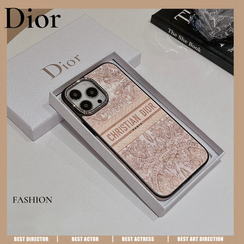 Dior-inspired pastel scenic print phone case
