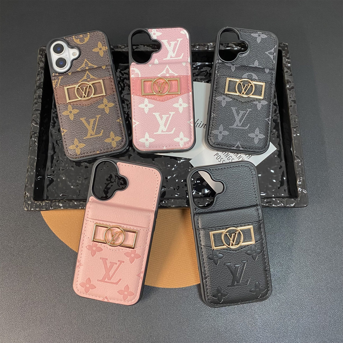 Louis Vuitton-inspired monogram phone case with card pocket