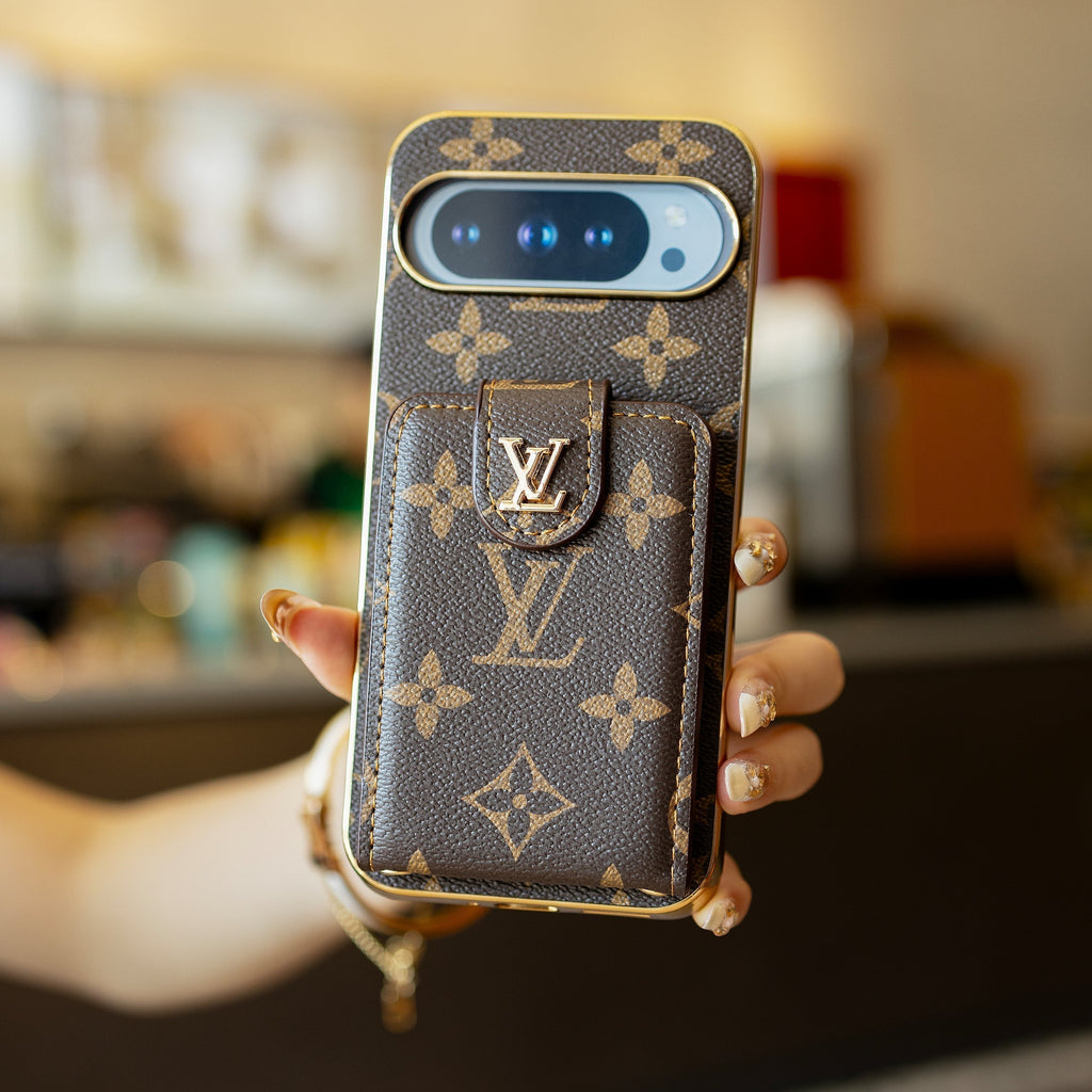 Louis Vuitton-inspired monogram Google Pixel case with hand strap